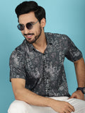 Indian Needle Men's Printed Casual Shirt - Charcoal | Grocsy