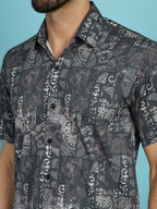 Indian Needle Men's Printed Casual Shirt - Charcoal | Grocsy