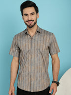 Indian Needle Men's Floral Printed Casual Shirt - Beige | Grocsy