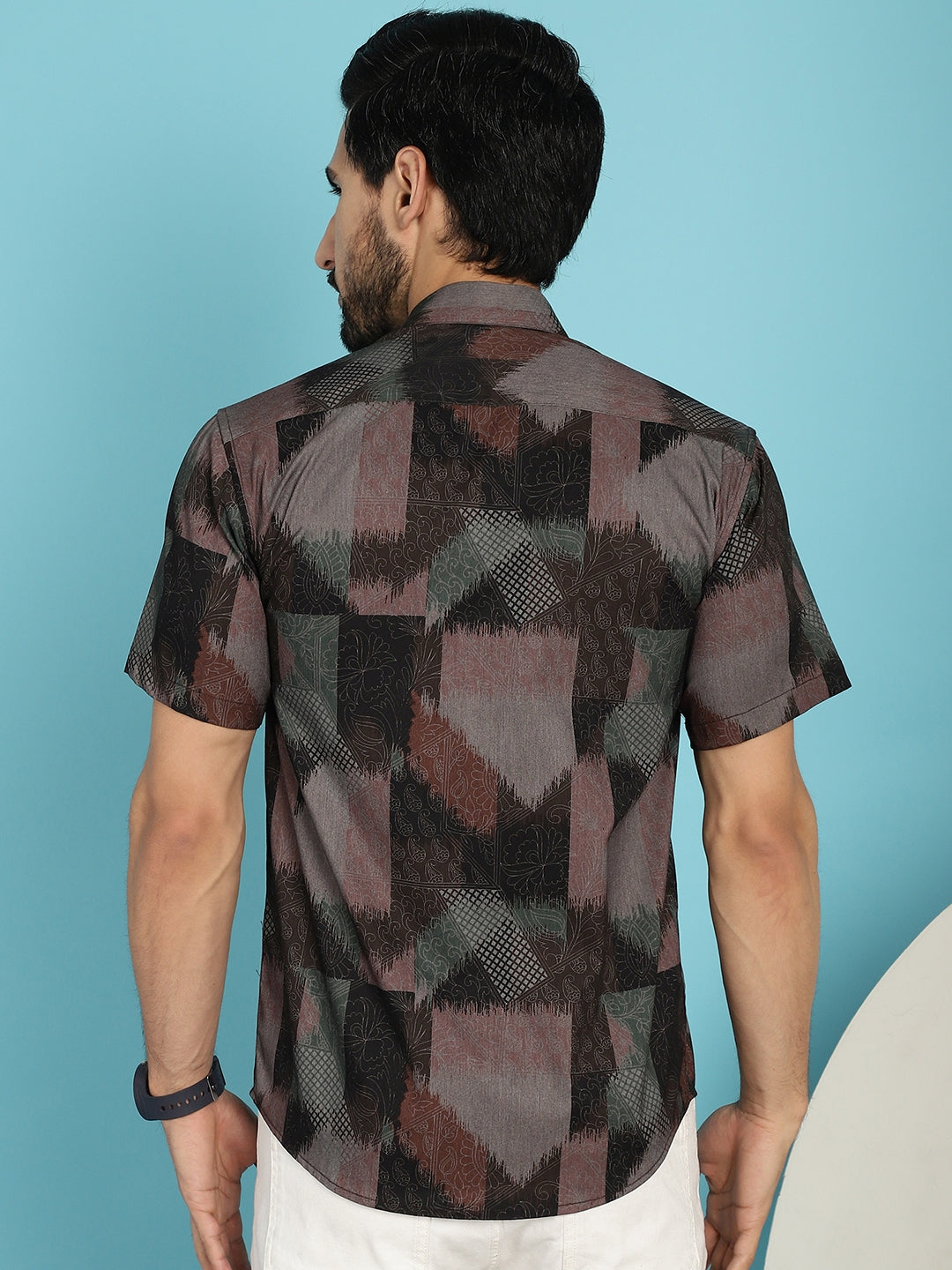 Indian Needle Men's Floral Printed Casual Shirt - Brown | Grocsy