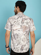 Indian Needle Men's Floral Printed Casual Shirt - Cream | Grocsy