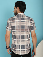 Indian Needle Men's Checked Casual Shirt - Grey | Grocsy
