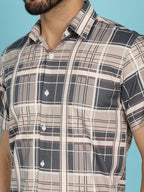 Indian Needle Men's Checked Casual Shirt - Grey | Grocsy
