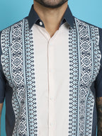 Indian Needle Men's Printed Half Sleeve Lycra Shirt - Charcoal | Grocsy