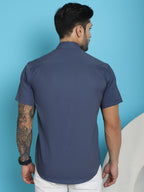 Indian Needle Men's Printed Half Sleeve Lycra Shirt - Cream | Grocsy