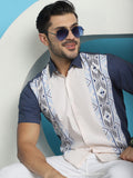 Indian Needle Men's Printed Half Sleeve Lycra Shirt - White | Grocsy