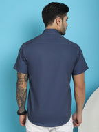 Indian Needle Men's Printed Half Sleeve Lycra Shirt - White | Grocsy