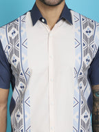 Indian Needle Men's Printed Half Sleeve Lycra Shirt - White | Grocsy