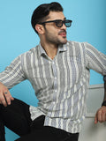 Indian Needle Men's Woven Design Cotton Shirt - Blue | Grocsy