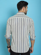 Indian Needle Men's Woven Design Cotton Shirt - Blue | Grocsy