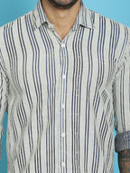 Indian Needle Men's Woven Design Cotton Shirt - Blue | Grocsy