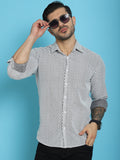 Indian Needle Men's Woven Design Cotton Shirt - White | Grocsy