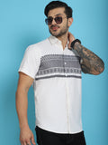 Indian Needle Men's Printed Half Sleeve Lycra Shirt - White | Grocsy