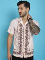 Indian Needle Men's Printed Half Sleeve Lycra Shirt - Pink | Grocsy