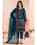 KC Teal Blue Pakistani Crunchy Silk Heavy Salwar Kameez For Women | Grocsy