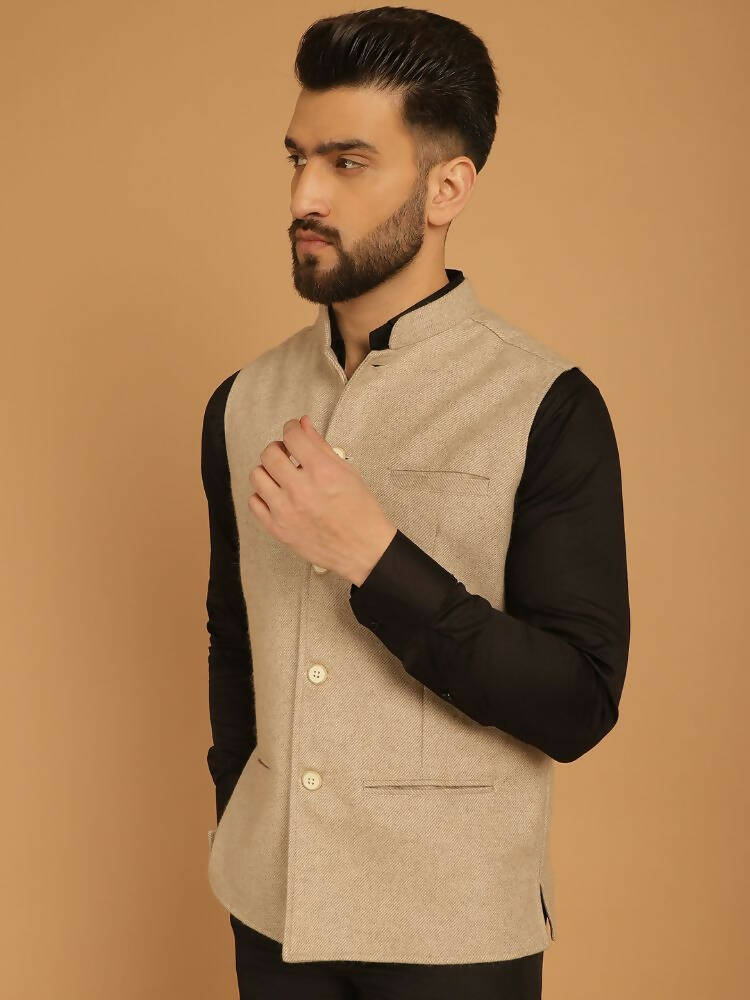 Even Apparels Pure Wool Nehru Jacket - Off White | Grocsy
