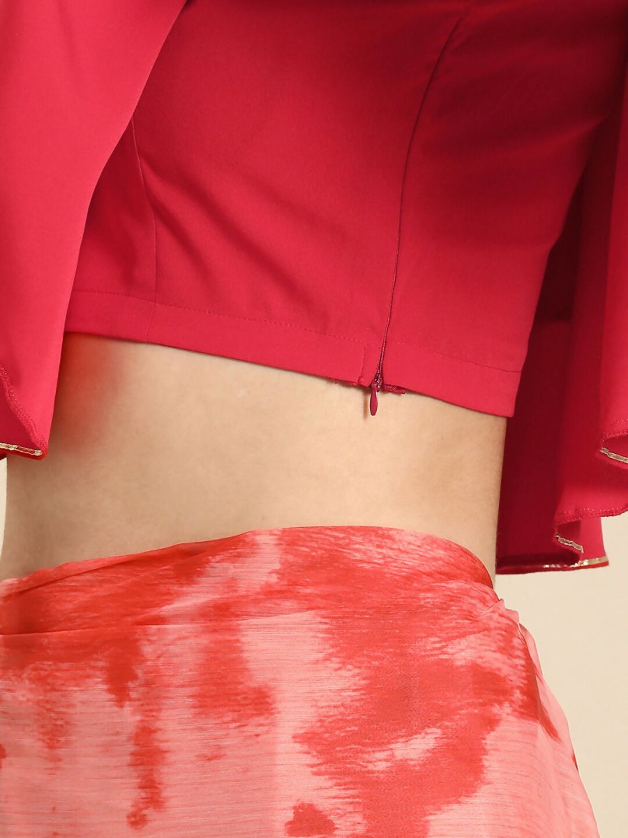 Ahalyaa Women's Traditional Semi Stitch Saree - Peach | Grocsy