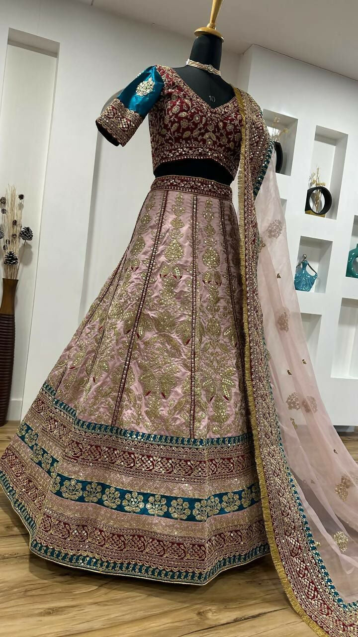Jyoti Fashion Women's Cream Mulberry Silk Sequins with Dori & Thread Embroidered Designer Lehenga Choli Set | Grocsy