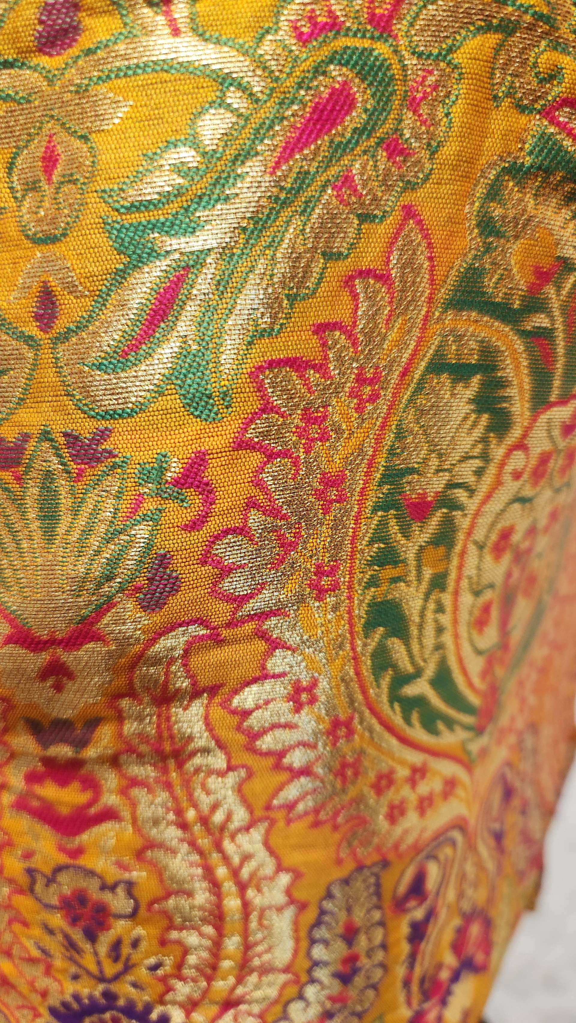 Kia Fashions Mustard Yellow Multi Color Weave Readymade Blouse | Grocsy