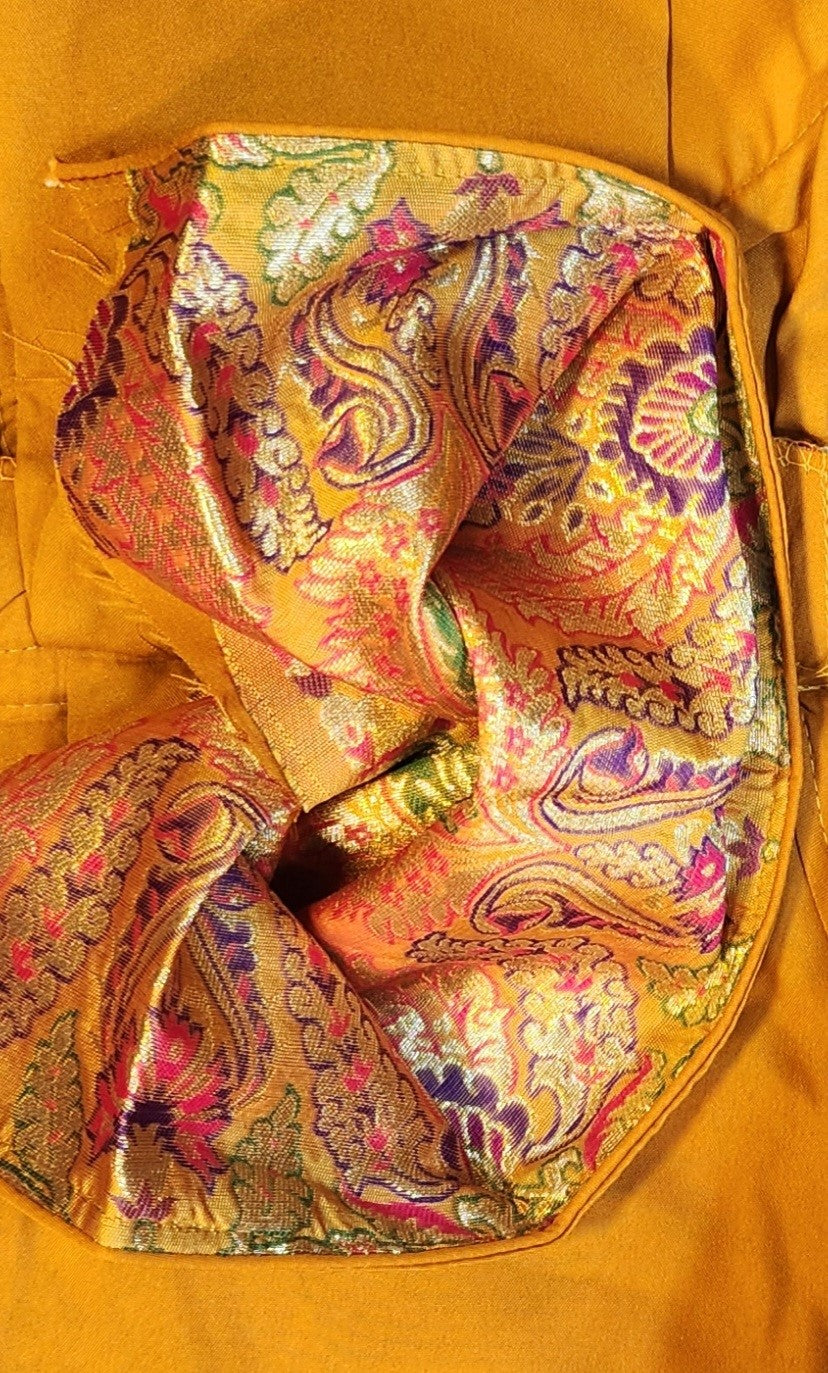 Kia Fashions Mustard Yellow Multi Color Weave Readymade Blouse | Grocsy