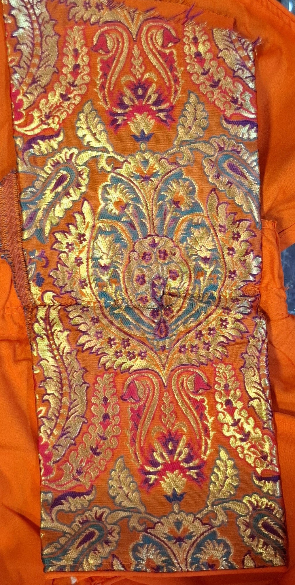 Kia Fashions Orange Multi Color Weave Readymade Blouse | Grocsy
