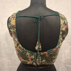 Kia Fashions Bottle Green Georgette Multi Color Emb & Sqn Readymade Blouse | Grocsy