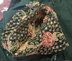 Kia Fashions Bottle Green Georgette Multi Color Emb & Sqn Readymade Blouse | Grocsy