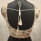 Kia Fashions White Georgette Multi Color Emb & Sqn Readymade Blouse | Grocsy