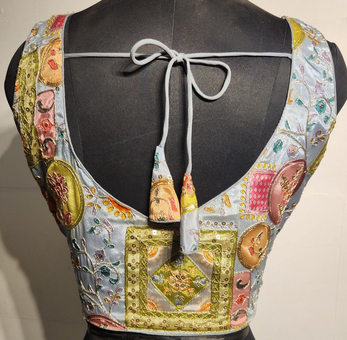 Kia Fashions Grey Sequins & Zari Embroidered Readymade Blouse | Grocsy