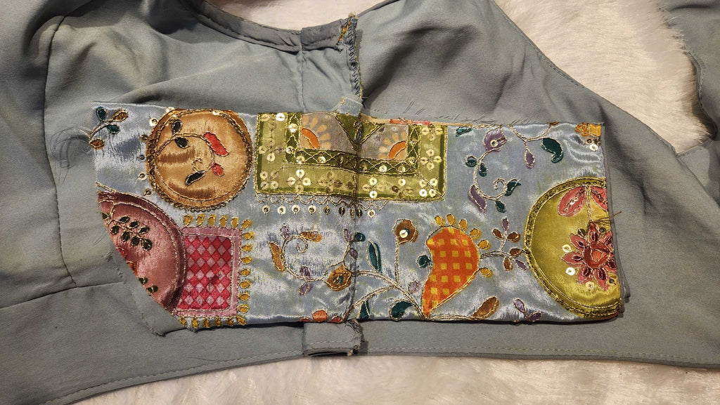 Kia Fashions Grey Sequins & Zari Embroidered Readymade Blouse | Grocsy