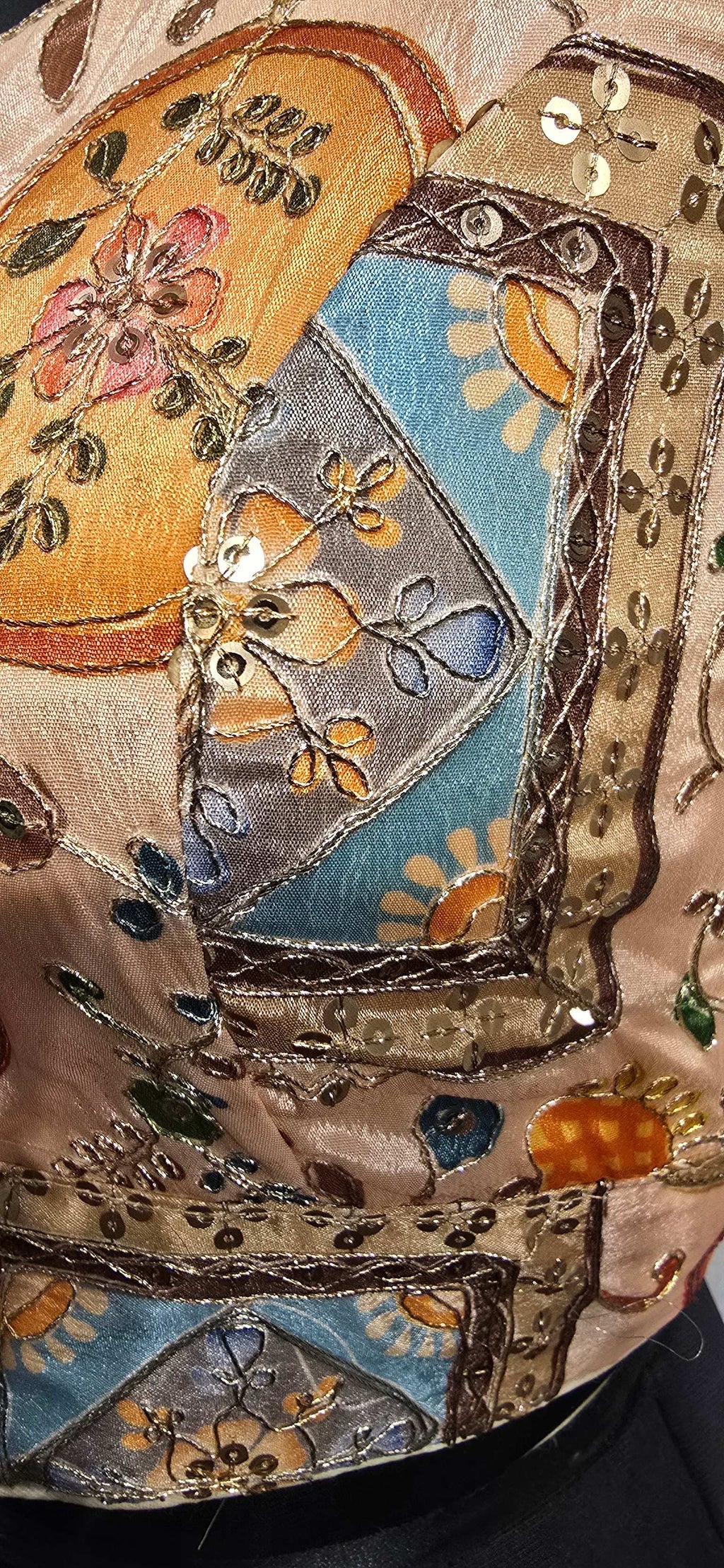 Kia Fashions Peach Sequins & Zari Embroidered Readymade Blouse | Grocsy