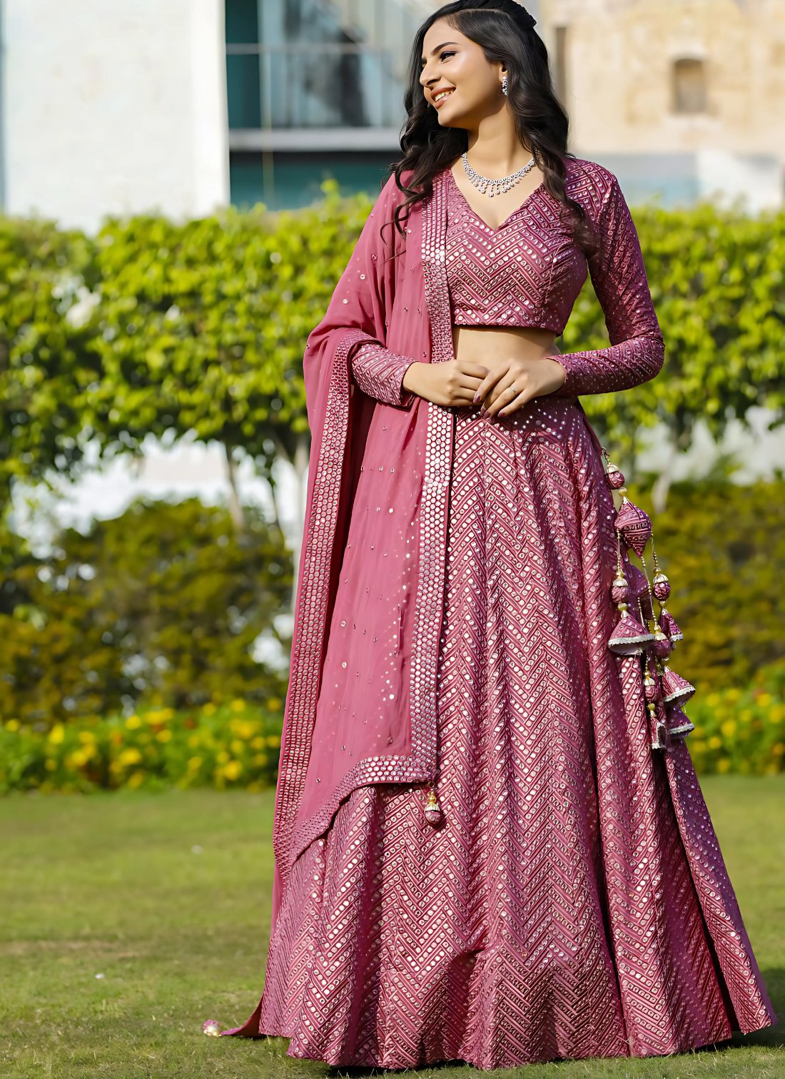 Lehenga Mart Designer Bollywood Style Wedding Wear Lehenga Choli - Metallic pink | Grocsy