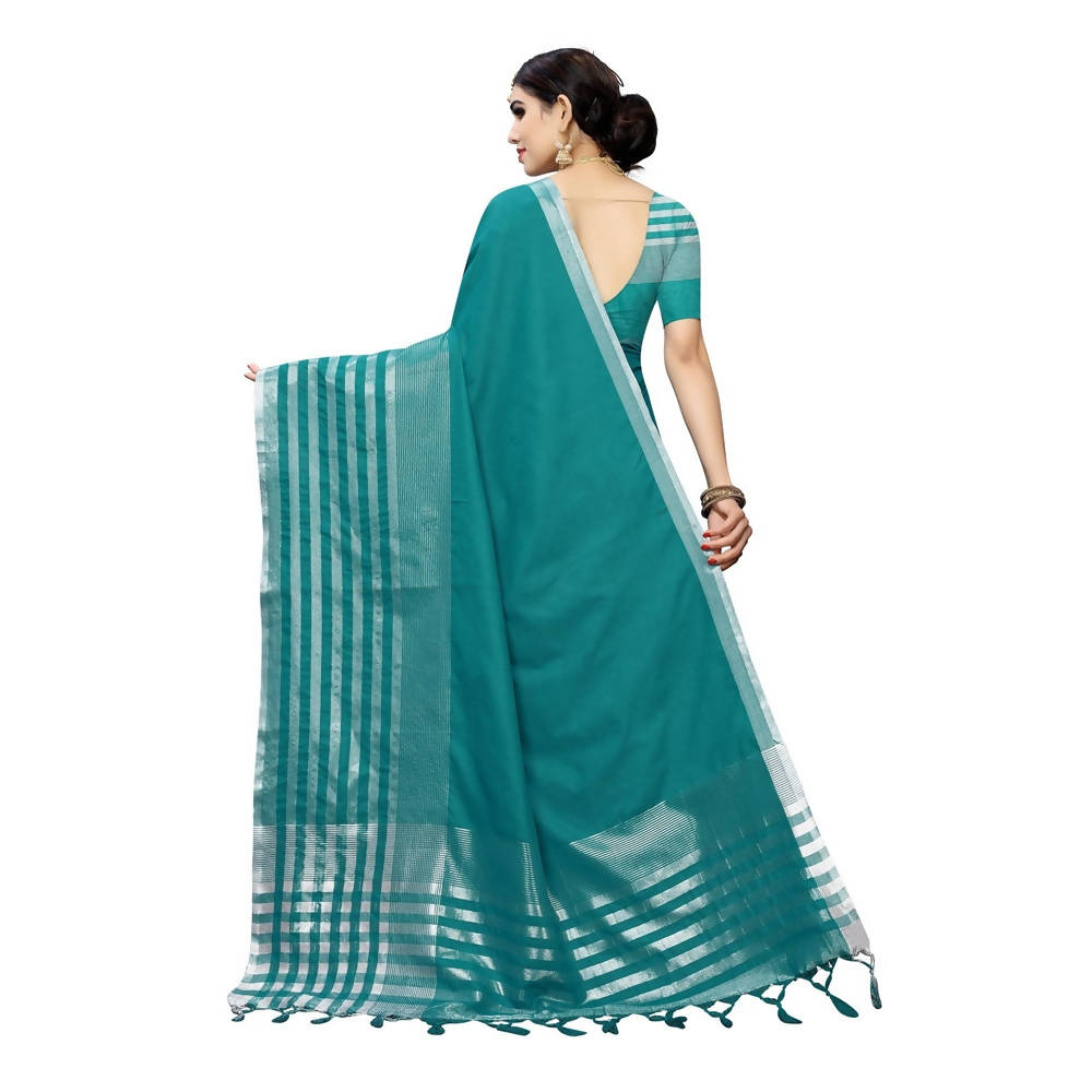 Vamika Rama Green Cotton Silk Weaving Saree (Twitter Rama) | Grocsy