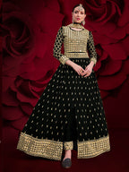 Myra Black Heavy Embroidered Pant Style Anarkali Suit | Grocsy