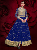 Myra Royal Blue Heavy Embroidered Pant Style Anarkali Suit | Grocsy