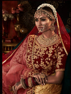 Myra Red Heavy Embroidered Bridal Designer Lehenga | Grocsy