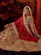 Myra Red Heavy Embroidered Bridal Designer Lehenga | Grocsy