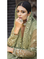 Myra Dusty Beige Butterfly Net Heavy Embroidered Designer Anarkali Suit | Grocsy