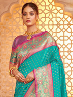 Anaita Sea Green Silk Saree With Blouse Piece | Grocsy