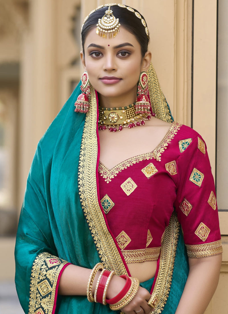 Vegaa Fashion Aqua Green Georgette Embroidered Wedding Wear Saree | Grocsy