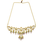 Peryl Women's Handcrafted Kundan Pastel Beaded Necklace With Earrings - Swadesiicart