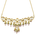 Peryl Women's Handcrafted Kundan Pastel Beaded Necklace With Earrings - Swadesiicart