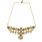 Peryl Women's Handcrafted Kundan Pastel Beaded Necklace With Earrings - Swadesiicart
