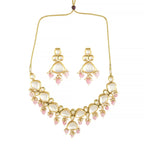 Peryl Women's Pearl & Pink Beaded Gold Tone Kundan Inspired Necklace With Earrings - Swadesiicart