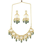 Peryl Women's Green Gold Toned Handcrafted Kundan Necklace Set - Swadesiicart