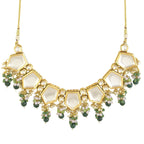 Peryl Women's Green Gold Toned Handcrafted Kundan Necklace Set - Swadesiicart