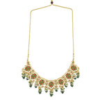 Peryl Women's Green Gold Toned Handcrafted Kundan Necklace Set - Swadesiicart