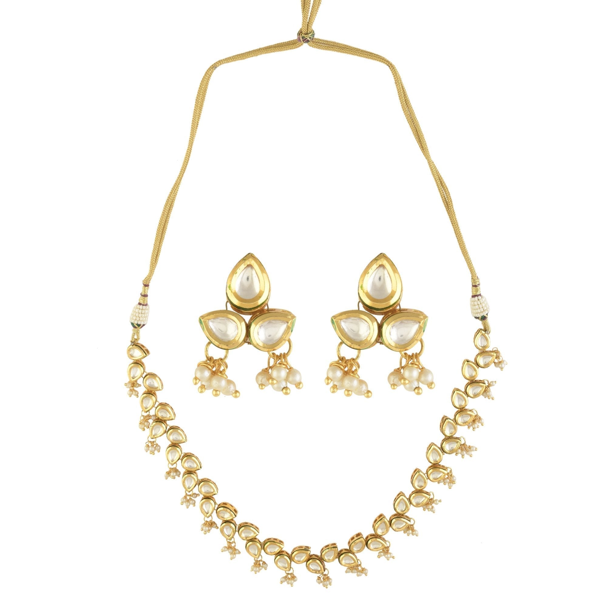 Peryl Women's Elegant Tear Drop Shaped Necklace With Earrings - Swadesiicart