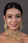 Peryl Women's Kundan Inspired Pearl Necklace With Earrings - Noz2Toz