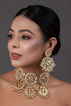 Peryl Women's Kundan Inspired Pearl Necklace With Earrings - Swadesiicart